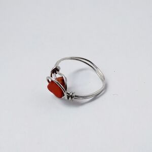 Beautiful Redstone Gem Handmade Twisted Silver Wire Ring Size 7